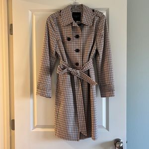 Talbots Plaid Trench Coat Petite Medium